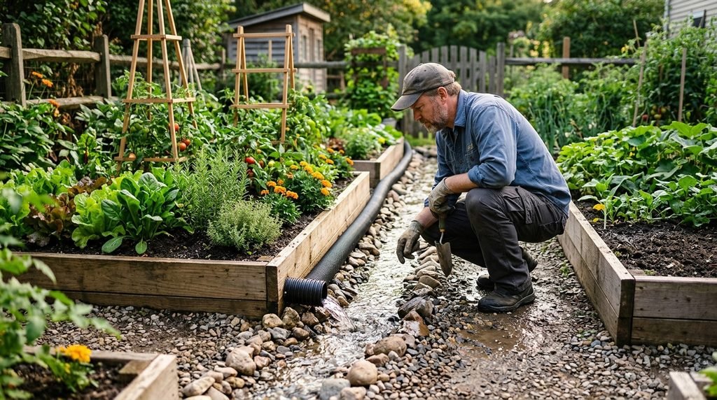 Checking Garden Drainage and Water Flow