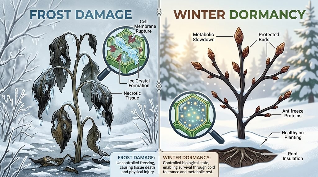 Frost Damage vs. Winter Dormancy