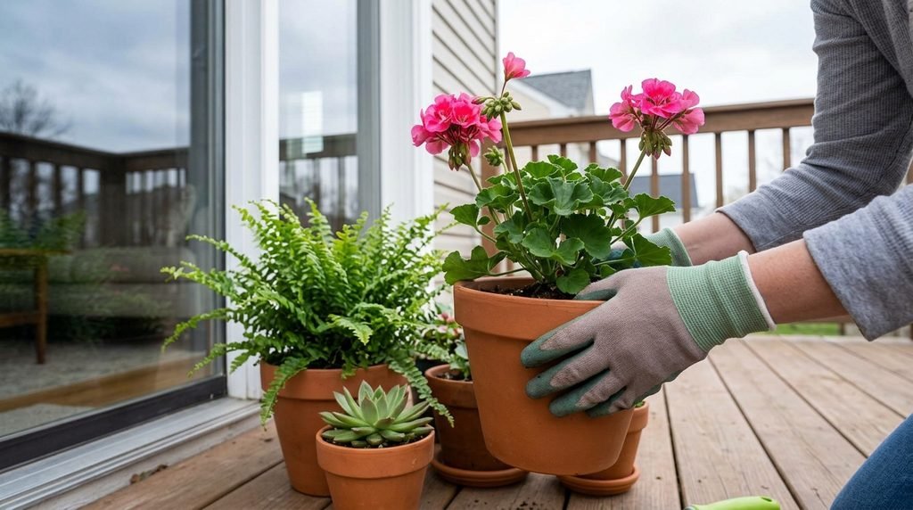 Containers with tender plants