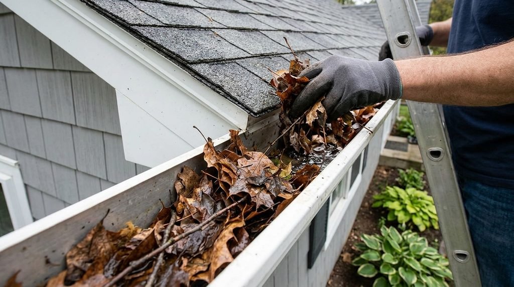 Cleaning Gutters and Drainage Areas of Garden