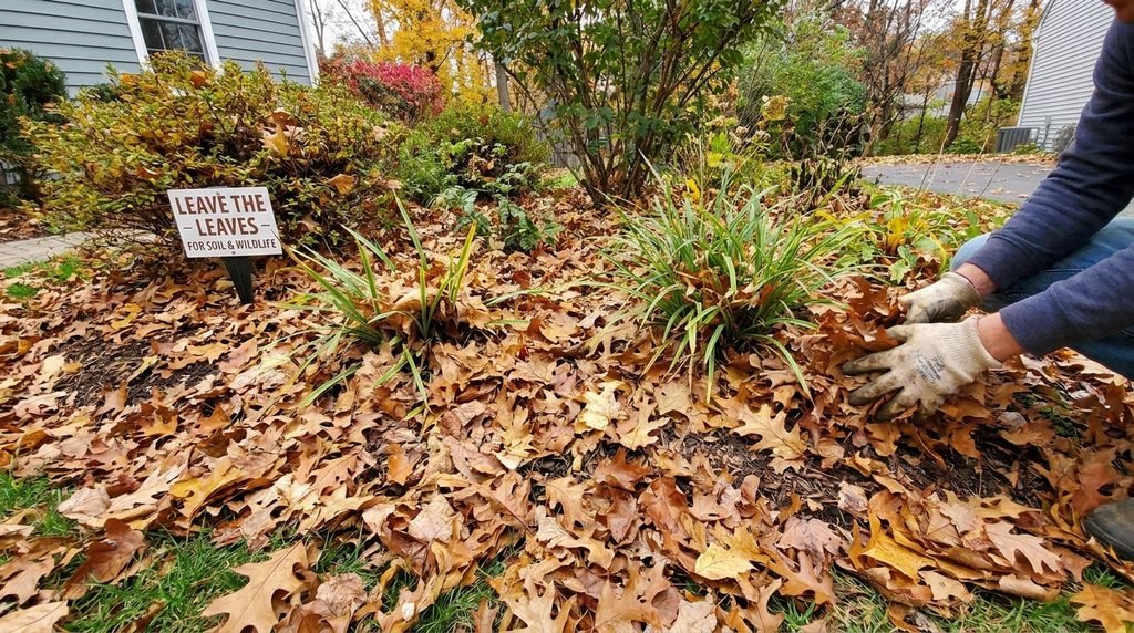 Leaves in Garden Beds
